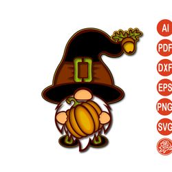 Thanksgiving Gnome Layered Mandala with Pumpkin SVG, Autumn Gnome for Laser or Cricut