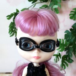 Blyth swim goggles, realistic pool swimming glasses accessory for Pullip BJD 1:6 scale dolls miniature, plastic lenses a