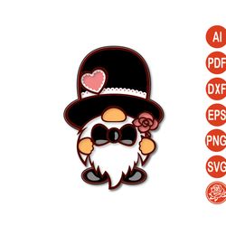 Layered gnome groom SVG, Wedding gnome DXF files for Cricut
