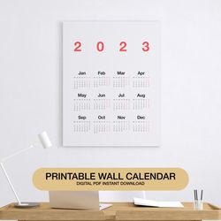 printable wall calendar 2023 | vertical wall calendar 2023 | digital pdf instant download