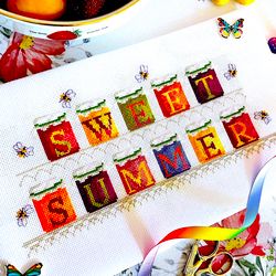 cross stitch pattern pdf sweet summer jars by crossstitchingforfun instant download, summer cross stitch pattern