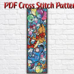 Winnie The Pooh Stained Glass Cross Stitch Pattern / Disney Counted Cross Stitch Pattern / Cartoon Printable PDF Chart