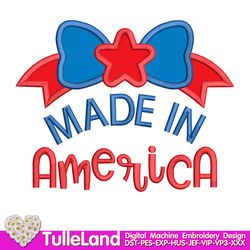 Made in America Patriotic Bow applique Machine embroidery design