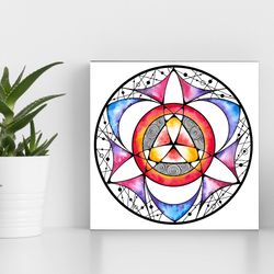 intention mandala wall art print, printable abstract art, digital download, living room wall art, bedroom, entryway