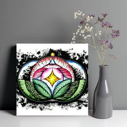 lotos mandala wall art print, printable abstract art, digital download, living room wall art, bedroom, entryway