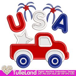 Truck Patriotic 4th of July applique Machine embroidery design