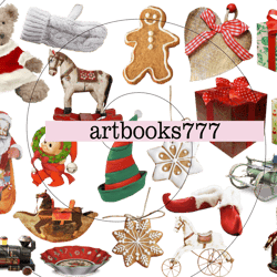 Winter stickers set, fussy paper cut, vintage, christmas, santa claus, cookie, train