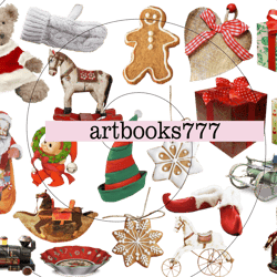 winter stickers set, fussy paper cut, vintage, christmas, santa claus, cookie, train