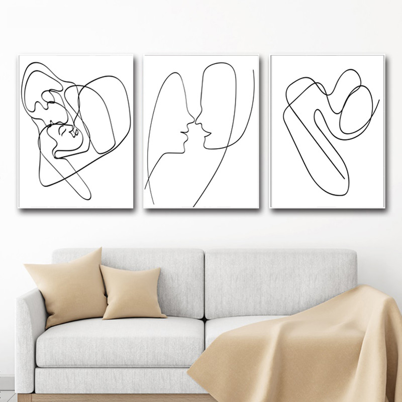 a set of 3 posters for download, minimalist in one line 8