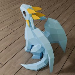 Papercraft Dragon, Little dragon baby paper craft model, PDF template, DIY animal sculpture pattern, 3D dragon kit A4