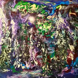 moon oil painting art original canvas large christmas santa claus svinar oksana
