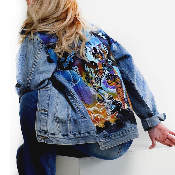 fabric painted clothes-hand painted women jacket-jean jacket-denim jacket-girl clothing-designer art-wearable art-custom clothes 5.jpg