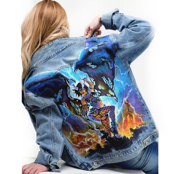 fabric painted clothes-hand painted women jacket-jean jacket-denim jacket-girl clothing-designer art-wearable art-custom clothes 9.jpg