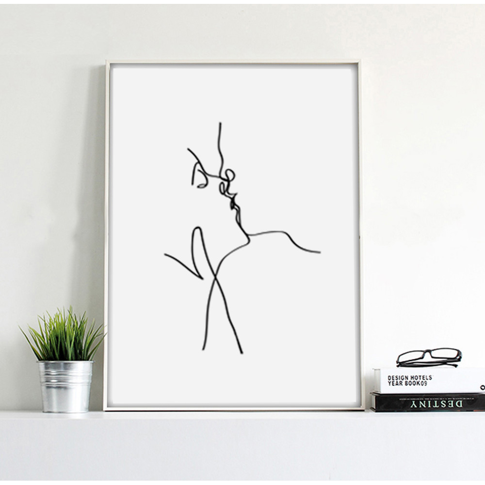 Prints are drawn in one line, a minimalist poster on the theme of love, 3 posters
