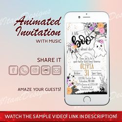 Ghost Girl Baby Shower animated Invite with Music