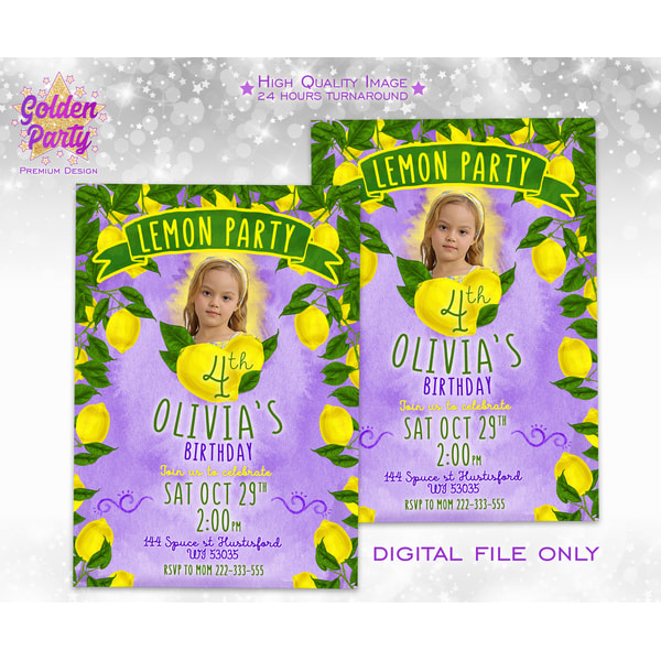 Lemon party invitation, lemon birthday, lemon photo invitati - Inspire ...