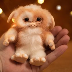 Tiny Gremlin Gizmo, ooak ,handmade gift, furry animal, kawaii plush, poseable doll ,black friday