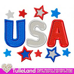 4th of July USA  applique Machine embroidery design