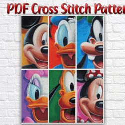 Disney Characters Counted Cross Stitch Pattern / Mickey Mouse PDF Cross Stitch Chart / Mickey Mouse Printable PDF Chart