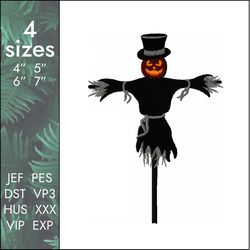 Scarecrow Embroidery Design, Halloween, pumpkin, crow, holiday , 4 sizes, Instant Download