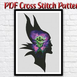 Maleficent Counted Cross Stitch Pattern / Disney Villains PDF Cross Stitch Chart / Villains Princess Printable PDF Chart
