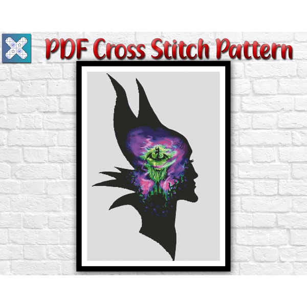 Ahaaaa Pattern Maleficent Counted Cross Stitch Pattern / Disney Villains PD - Inspire ...