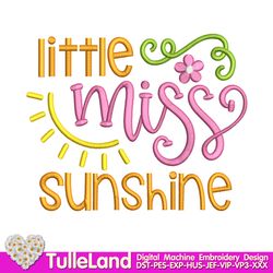 Little Miss Sunshine Design Applique for Machine Embroidery