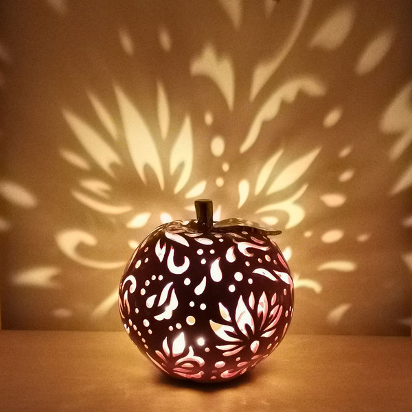 Fall Centerpiece Carved Clay Apple Candle Holder or Tealight Lantern for your Fall Candles. Christmas mantel mantle decor fireplace gift Red White Ivory Green w