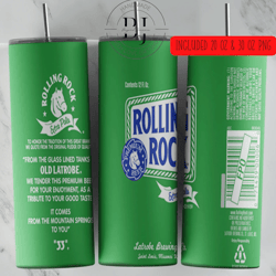 rolling rock beer- 20oz & 30oz skinny tumbler, for sublimation, tumbler wrap, png instant digital download