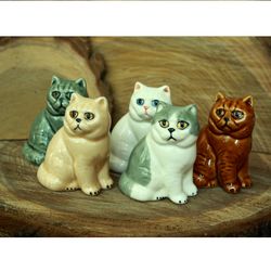 british cat figurine ceramics handmade, statuette porcelain