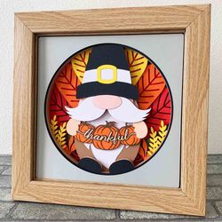 Thanksgiving Gnome Shadow Box SVG/ Thankful Shadow Box Template/ Thanksgiving Decoration/ SVG For Cricut/ For Silhouette