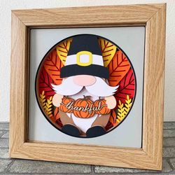 thanksgiving gnome shadow box svg/ thankful shadow box template/ thanksgiving decoration/ svg for cricut/ for silhouette