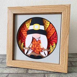 thanksgiving gnome shadow box svg/ thankful shadow box template/ thanksgiving decoration/ svg for cricut/ for silhouette