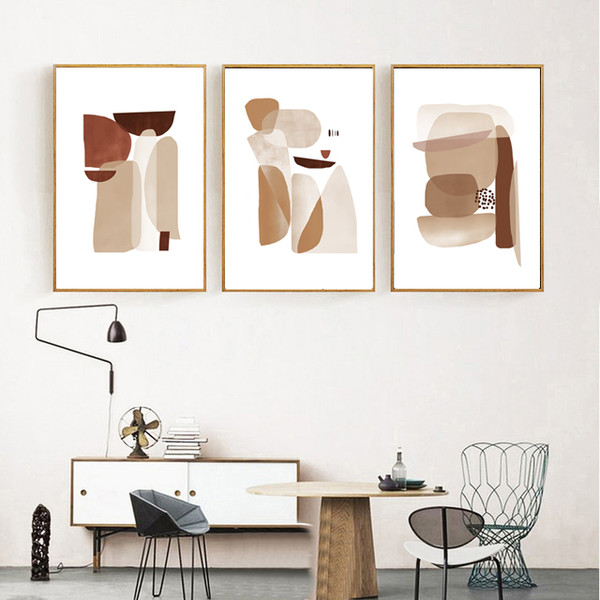 Beige Abstract posters of 3 on the wall, easy to download 3