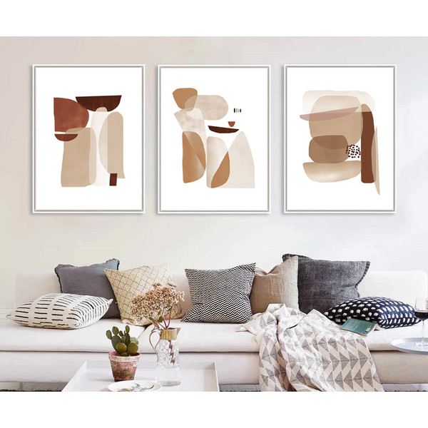 Beige Abstract posters of 3 on the wall, easy to download 3