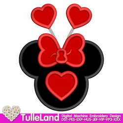 Mouse valentines day Heart Design applique for Machine Embroidery
