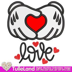 Mouse Hands Mouse valentines day Heart Design applique for Machine Embroidery