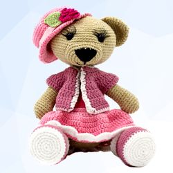 Bear toy for girl, stuffed animal, interior toy teddy bear, soft toy eco, nursery decor baby room, gift for girl age 3.