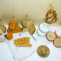 Dollhouse miniature 1:12 cheese, varied cheese