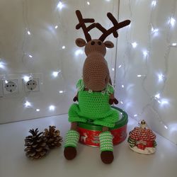 Christmas deer, christmas elk, New Year's toy, Christmas decoration, toy deer, plush deer, gift for children