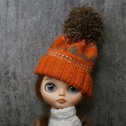 Hat for blythe doll, clothes for blythe, knitted hat