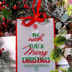 Christmas cross stitch pattern WE WISH YOU A MERRY CHRISTMAS TREE by CrossStitchingForFun Instant download