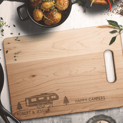 Rv gifts Happy Campers Camper decor Camping wedding gift Custom camping personalized cutting board Camp decor Camp gifts