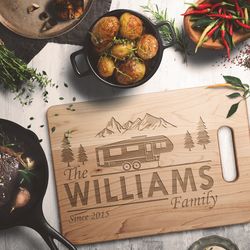 Rv gifts Camper decor RV decor Camping wedding gift Custom camping personalized cutting board Camp decor Camping family