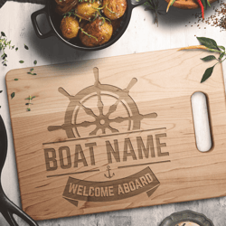 Boat accessories Boat gift Engraved Boat Name Cutting board Nautical sailing gift Personalized boat decor Boating gifts