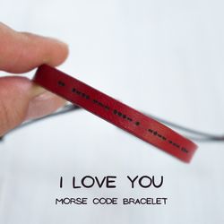 I LOVE YOU morse code bracelet, Christmas gift, Valentine's day gift, Boyfriend and Girlfriend gift, Husband and Wife