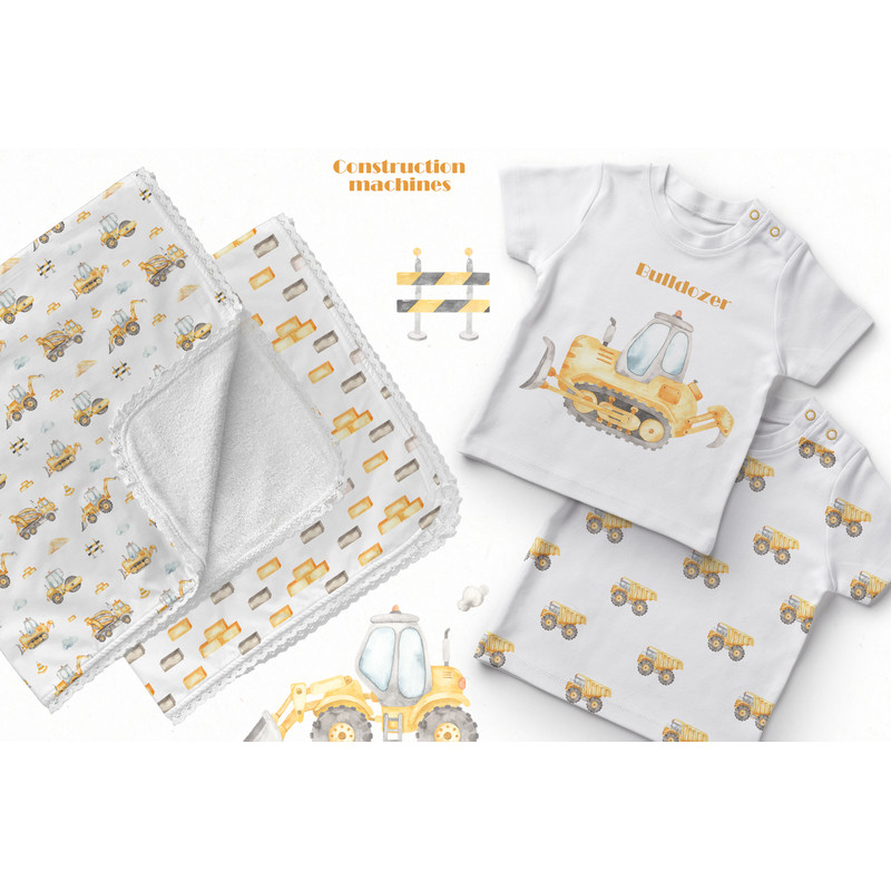 7 Construction machines watercolor seamless patterns.jpg