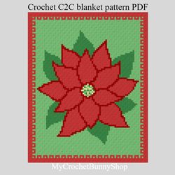 Crochet C2C Poinsettia blanket pattern PDF Instant Download