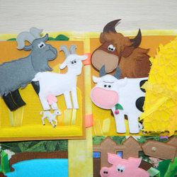 FARM Educational Tablet, Farm Felt Book Activity, Forest Animals Play Set, Play Animals Set, Montessori Book for Kids