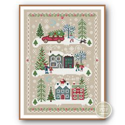 Merry Christmas Sampler Cross Stitch PDF - Merry Christmas Pattern - Winter Sampler PDF Cross Stitch Pattern 128